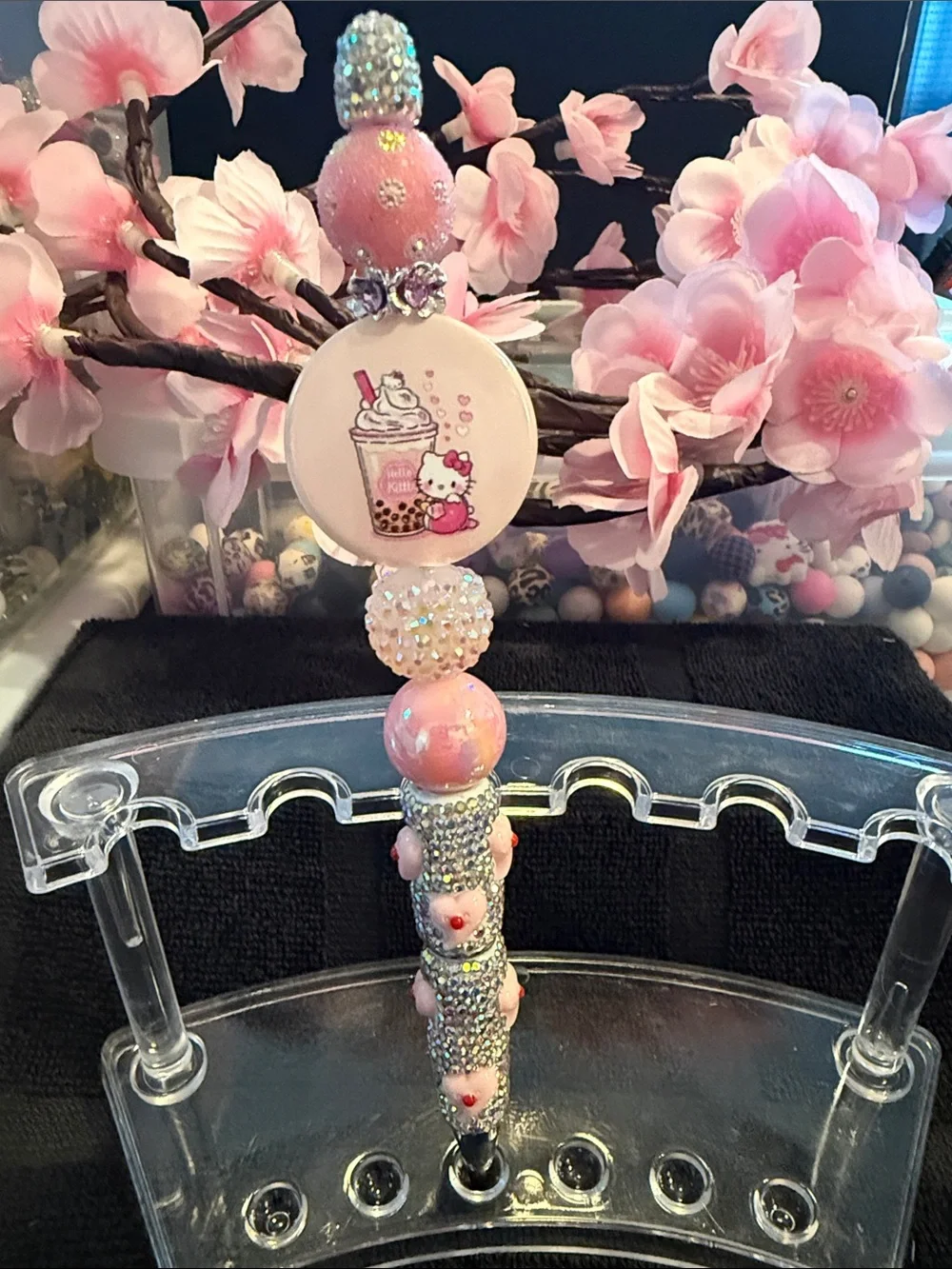 Hello Kitty Pink Beaded Stylus Pen